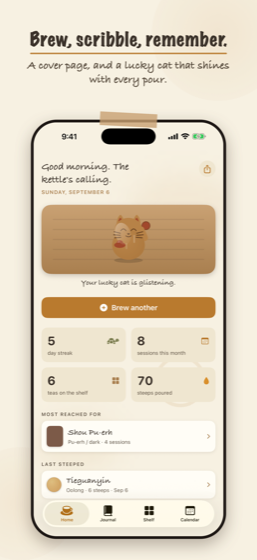 TeaBuddy's home screen